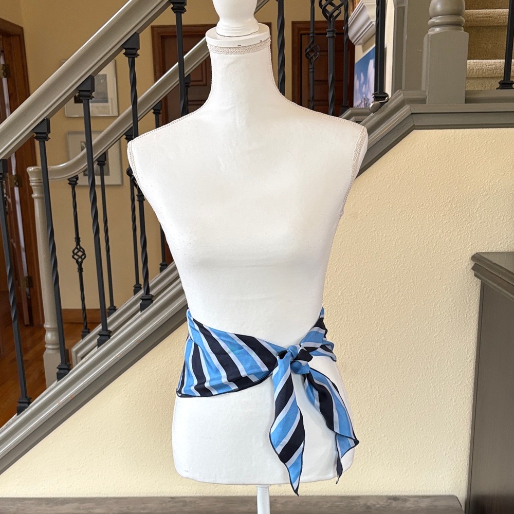 Blue and Black Striped Scarf or Belt